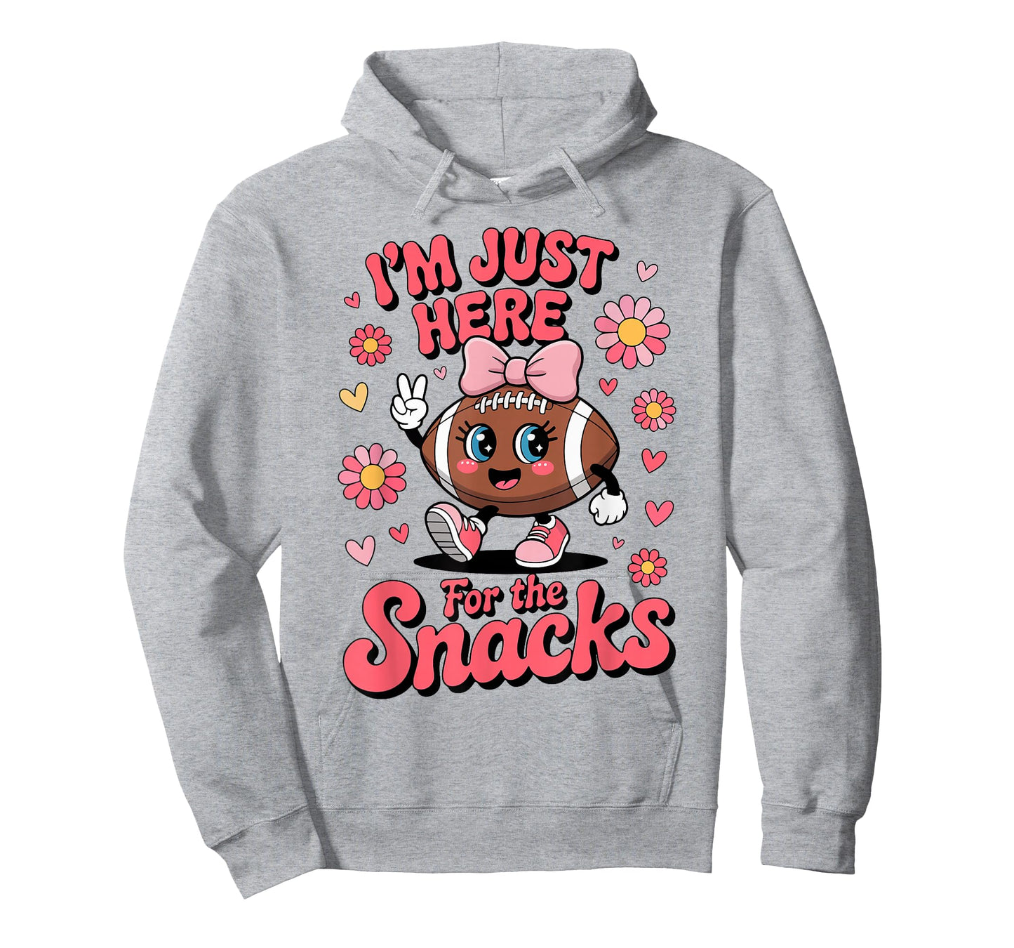 Toddler Girl Im Just Here for Snacks Football Coquette Bow T-Shirt