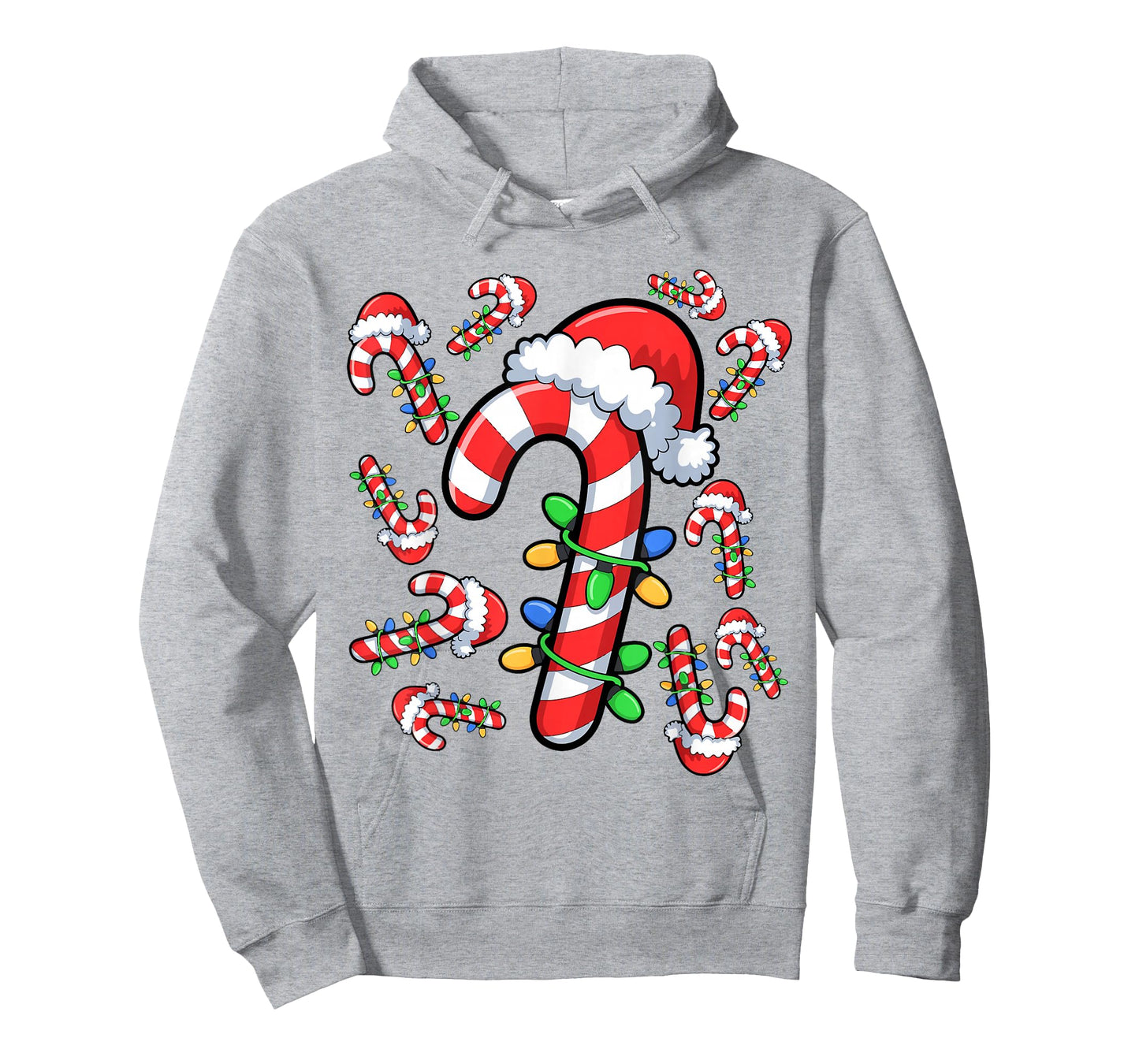 Red and White Candy Cane Santa Christmas Xmas Lights T-Shirt