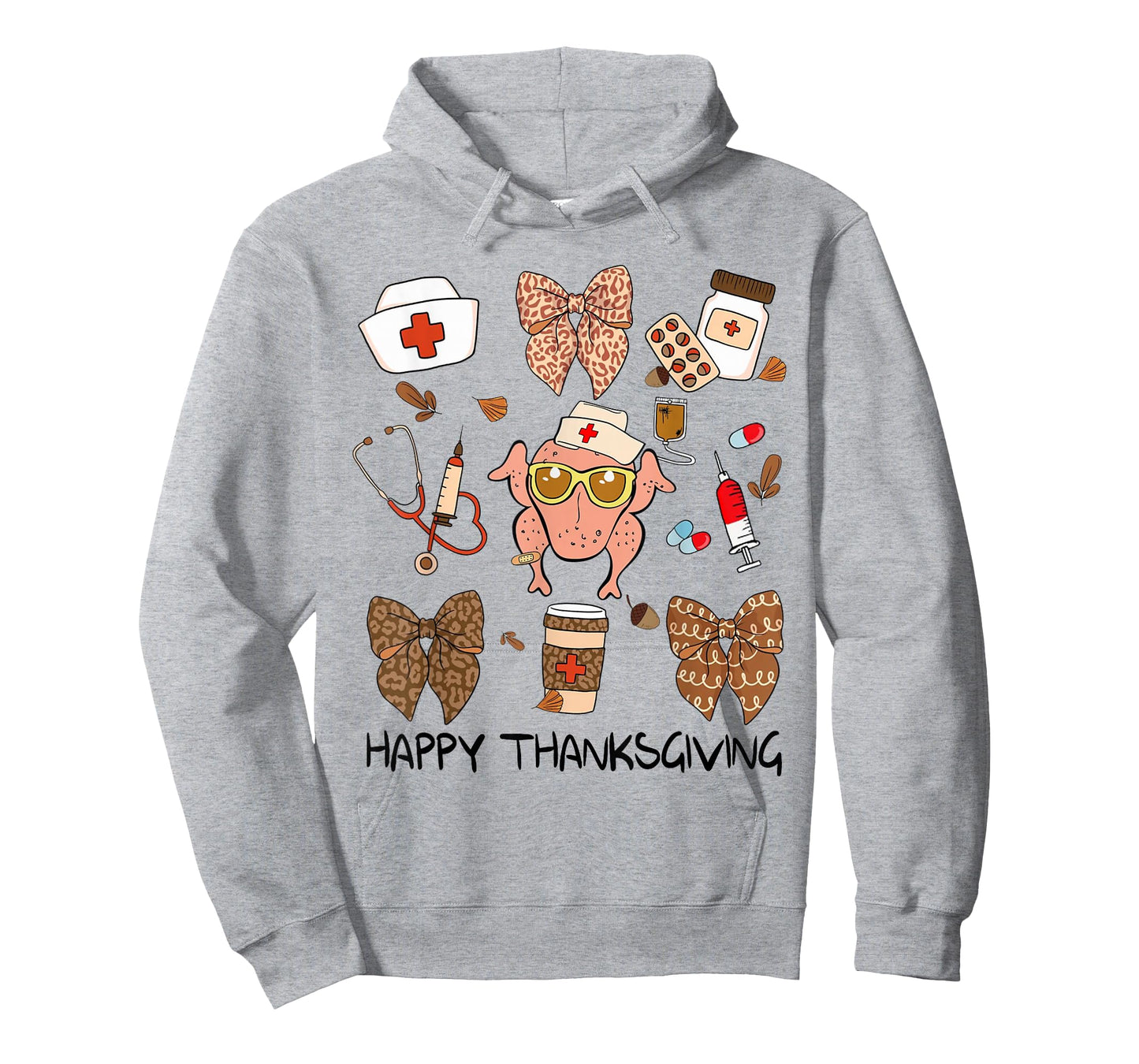Thanksgiving Scrub Tops Women Turkey Nurse Coquette Bows T-Shirt