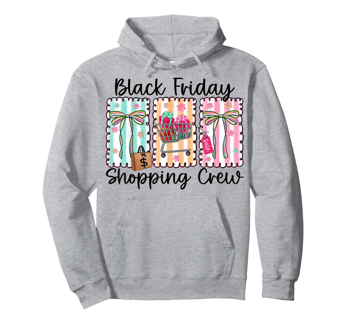 Friday Shopping Crew Christmas Black Coquette Bow Family T-Shirt