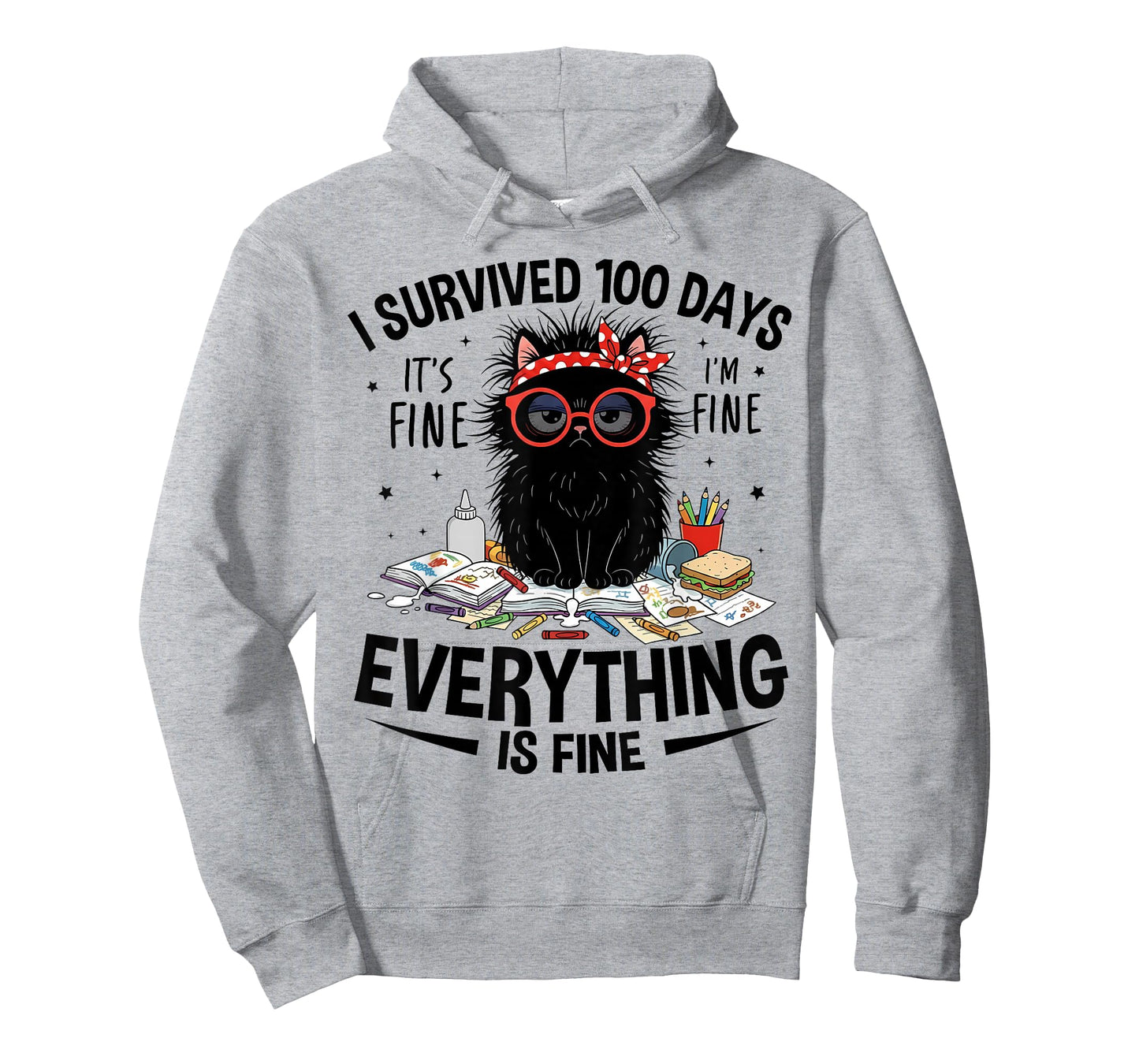 I Survived 100 Days of School Teacher Kids 100th Day Cat T-Shirt