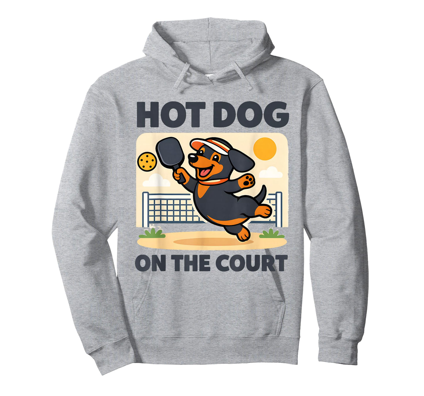 Pickleball Lover Wiener Dachshund Hot Dog On The Court T-Shirt