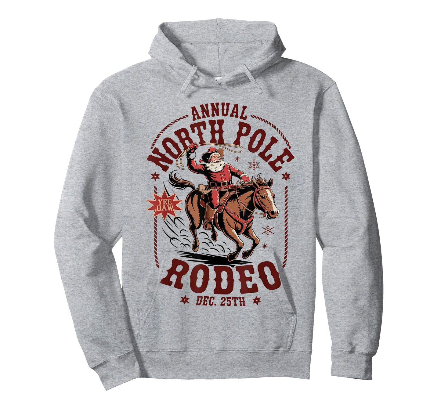 Vintage Annual North Pole Rodeo Santa Cowboy Christmas T-Shirt