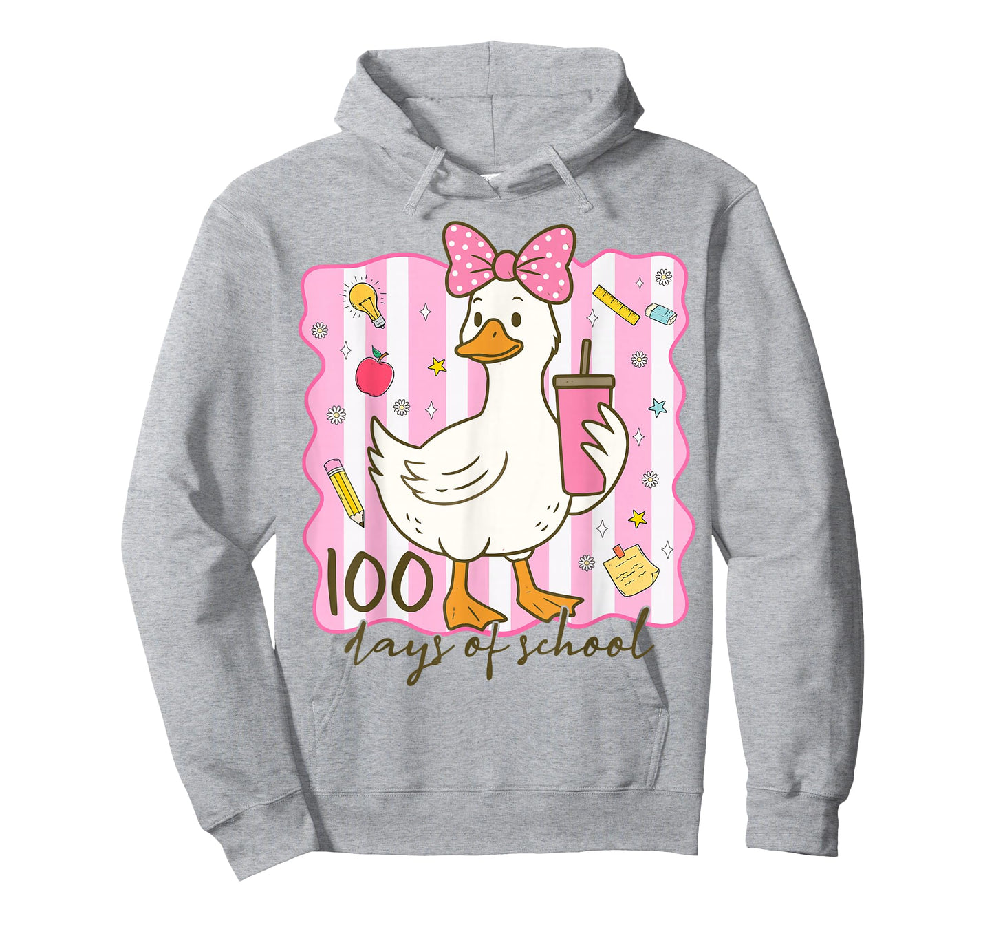 100 Days of School Goose Bow 100th Day of School Girls T-Shirt