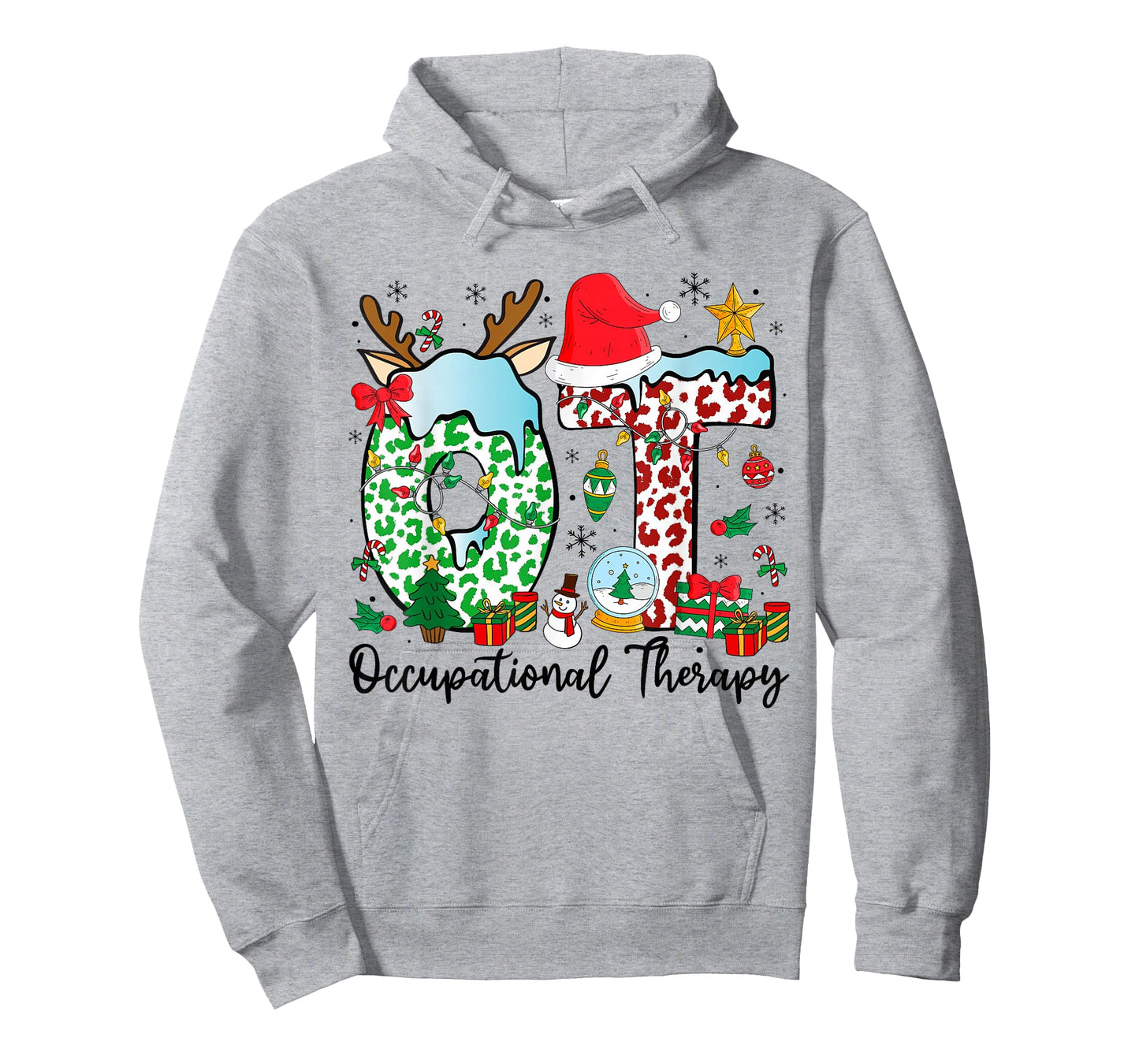Occupational Therapy Christmas Lights Santa Hat OT Therapist T-Shirt