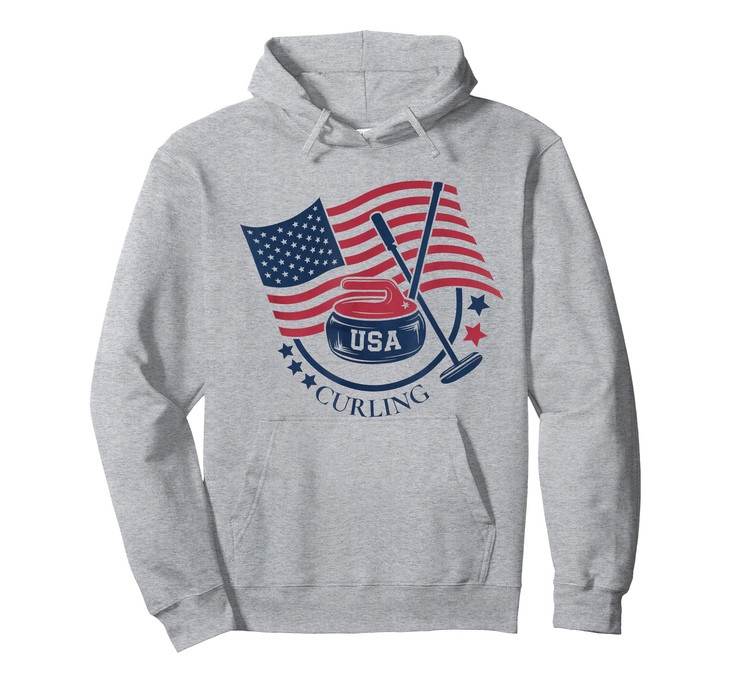 Curling Stone USA American Flag Curler Broom Sports Gear T-Shirt