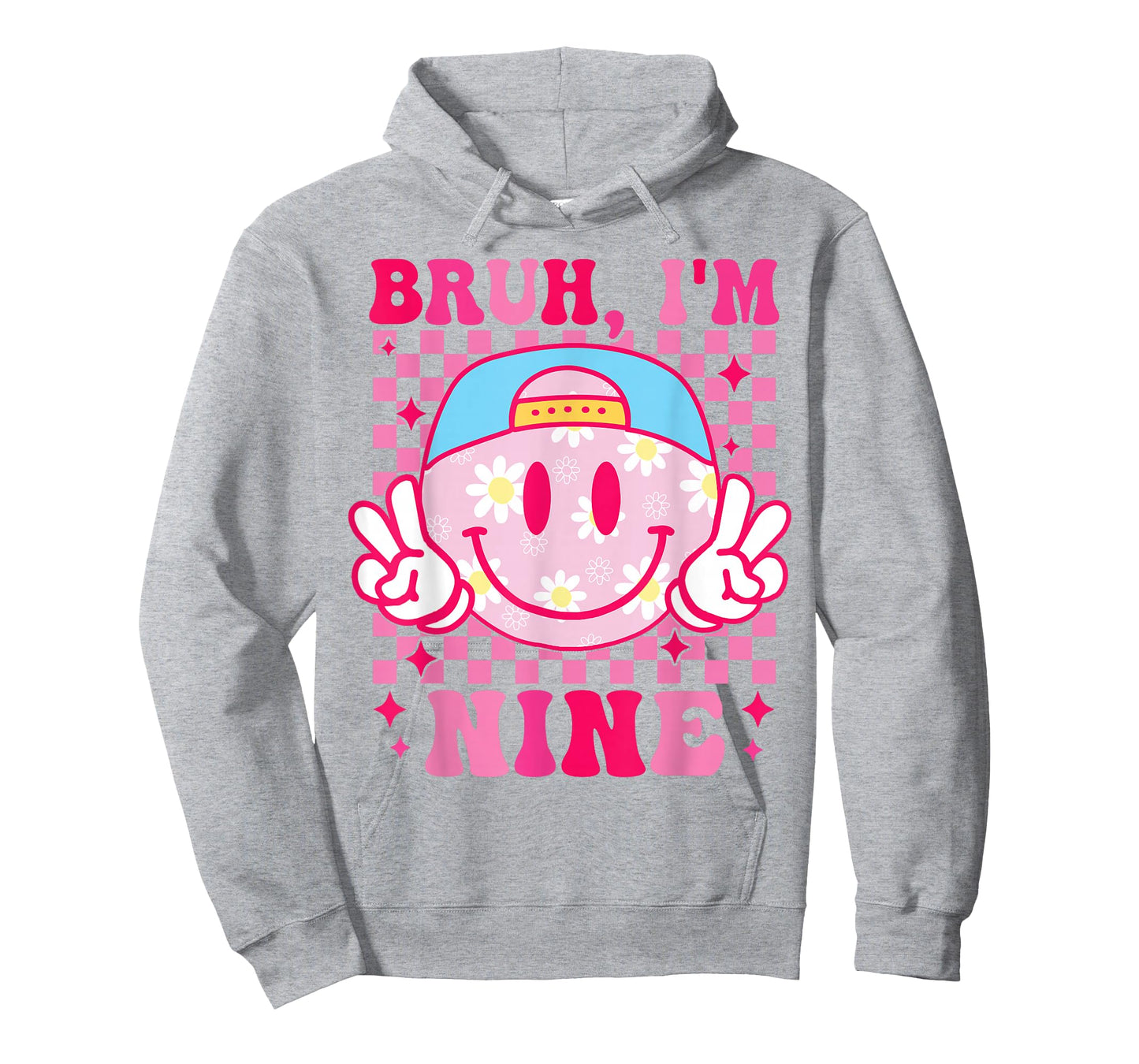 Bruh I'm Nine 9 9th Birthday Girls Groovy 9 Years Old T-Shirt