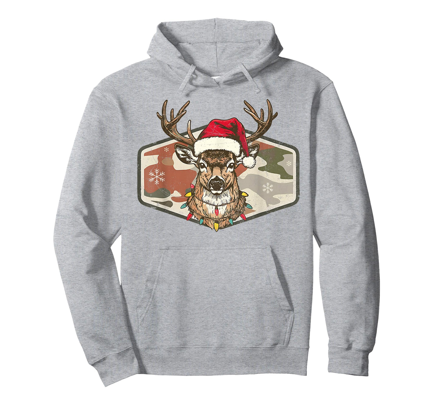 Christmas Holiday Camo Hunting Reindeer Deer Xmas Lights T-Shirt