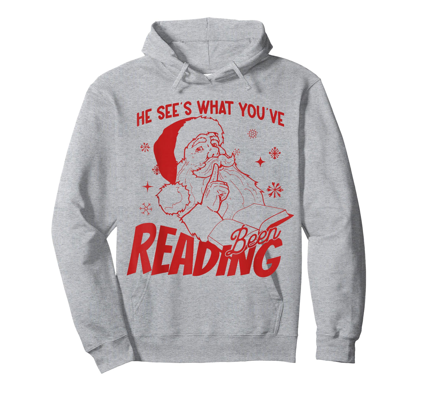 He Sees What You've Been Reading Santa Bookish Christmas T-Shirt