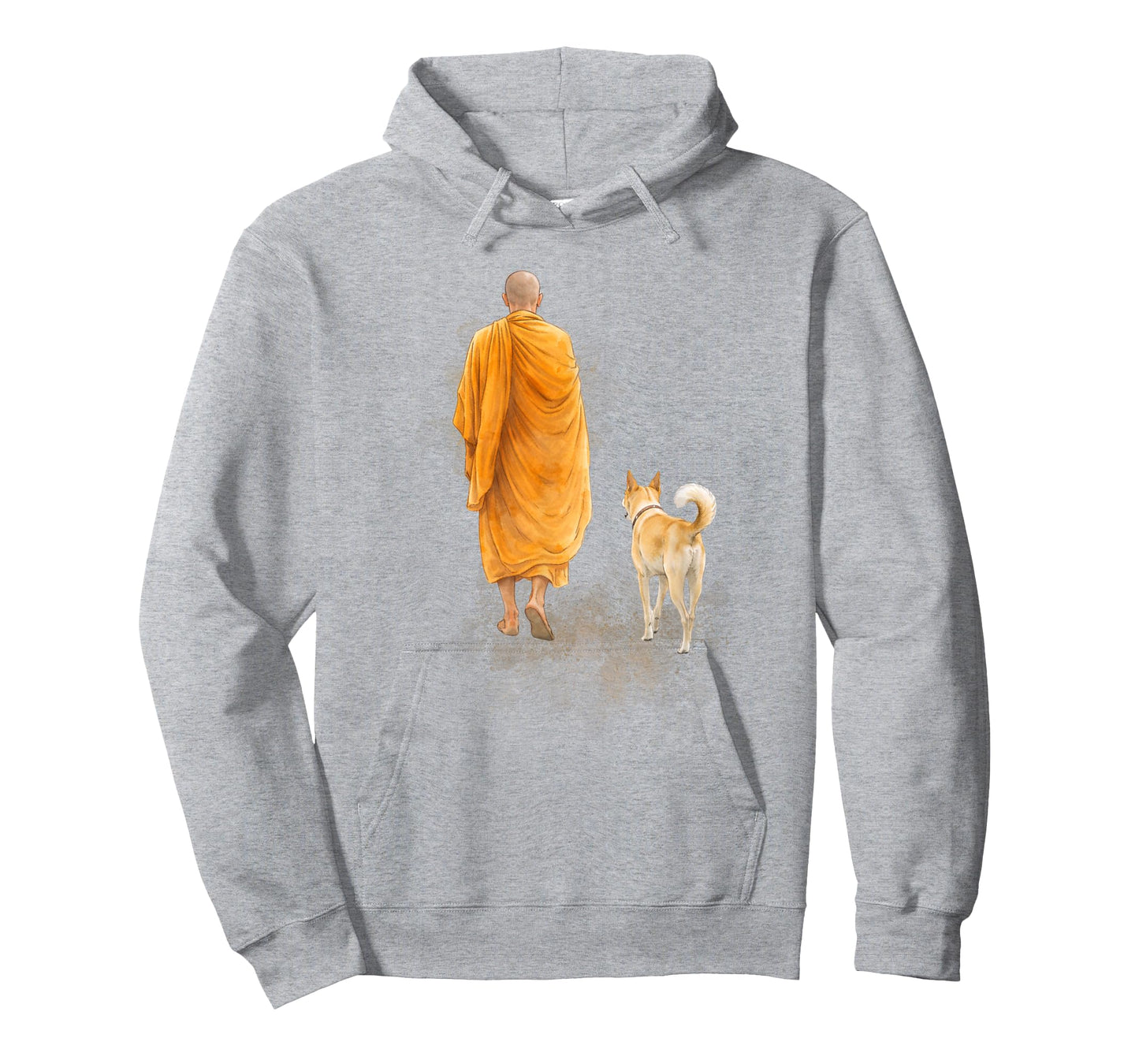 Peace Walking Monk & Dog Minimalist Zen Art T-Shirt