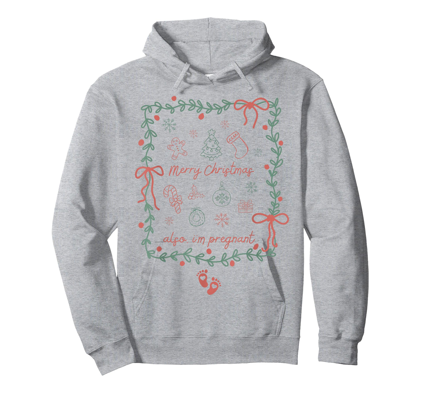 Preppy Vintage Coquette Merry Christmas Also I'm Pregnant T-Shirt