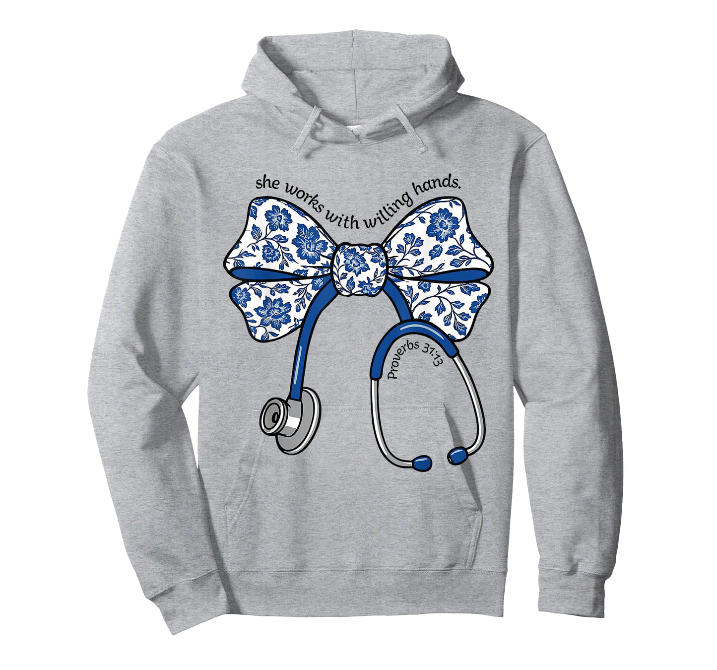 She Works with Willing Hands Proverbs 31 13 Christian Nurse T-Shirt