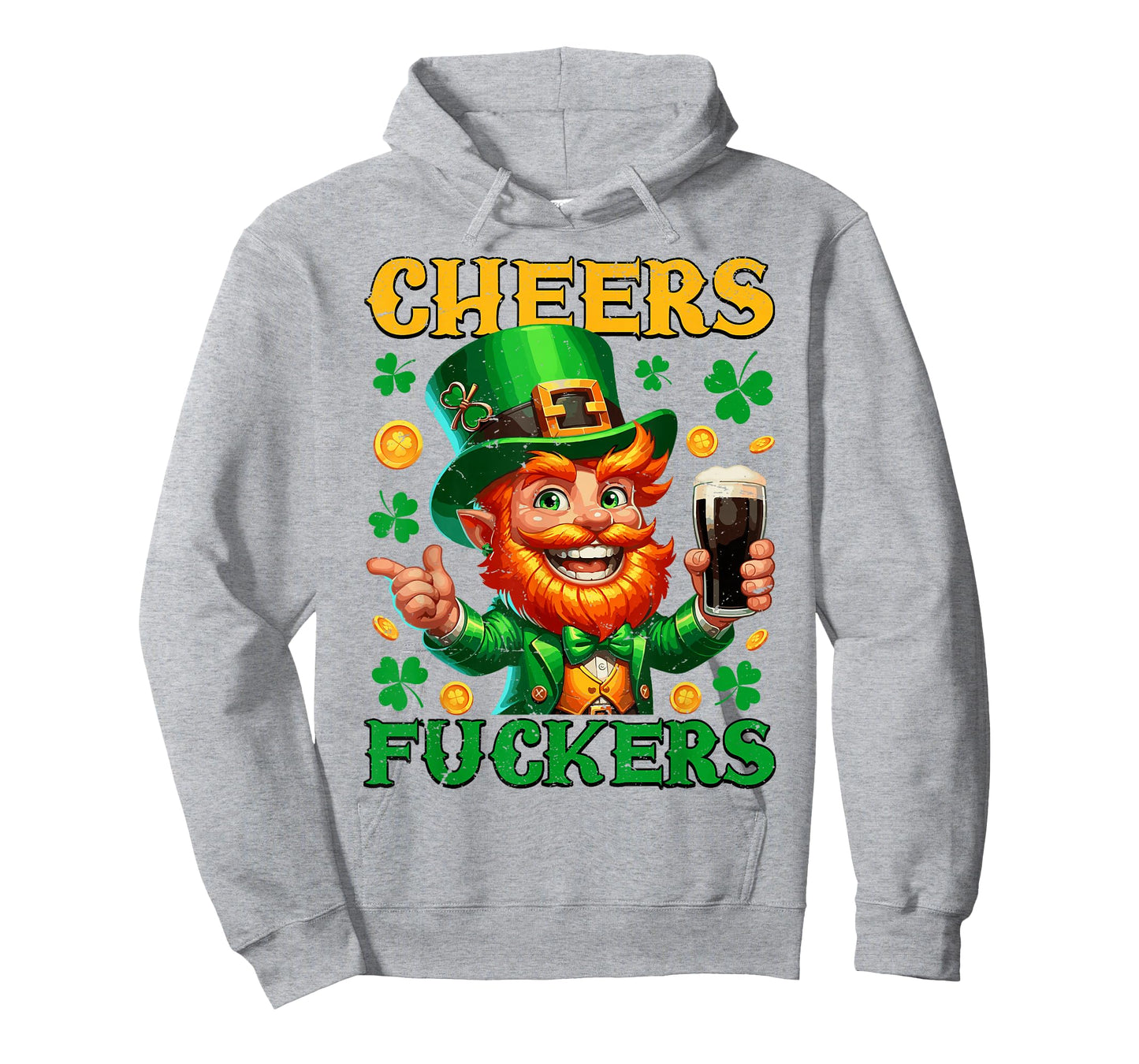 Cheers Fuckers Retro St Patrick's Day Leprechaun Drinks Beer T-Shirt