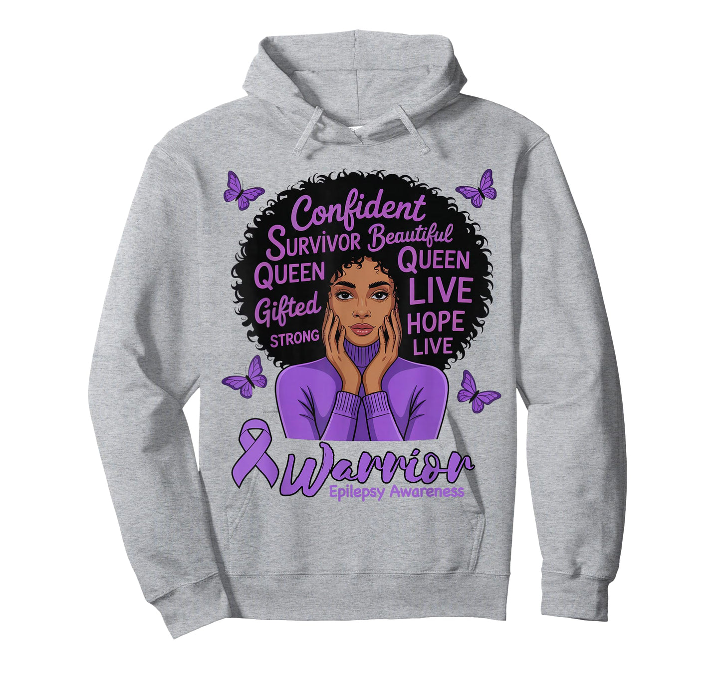 Epilepsy Women American African Queen Afro Mom Girls Purple T-Shirt