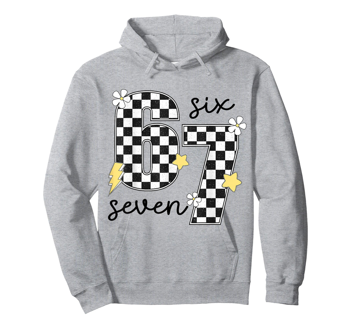 Funny 67 Six Seven Meme Slang 6-7 Checkered Number 6 7 T-Shirt