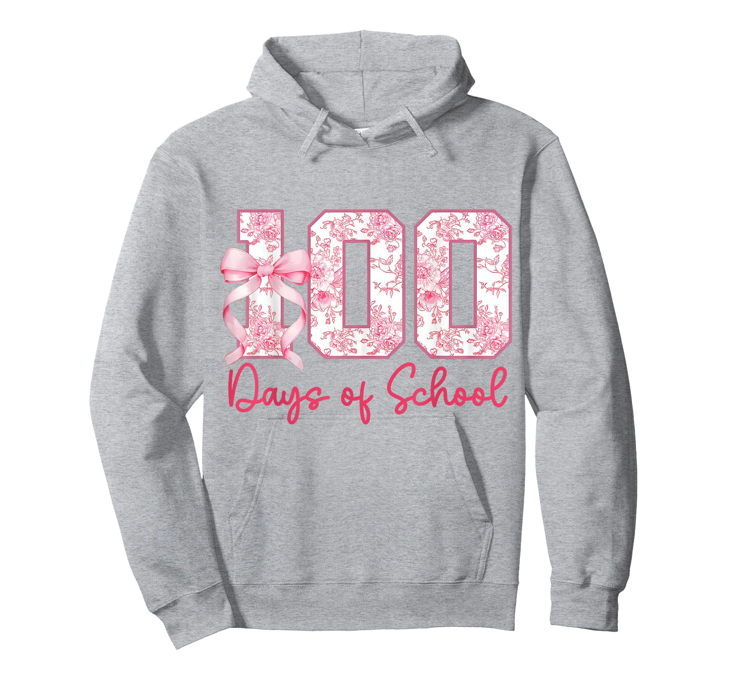 100 Days of School Pink Bow Flower Girls Teacher 100th Day T-Shirt