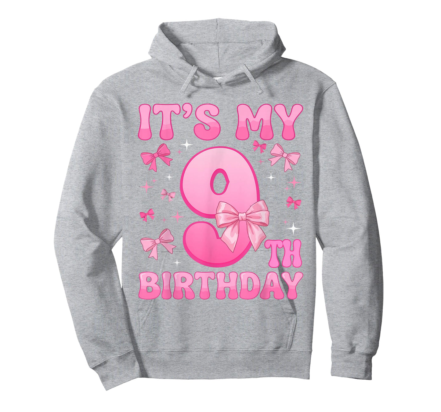 9th Birthday Shirt for Girls Coquette Bow Nine 9 Year Old T-Shirt