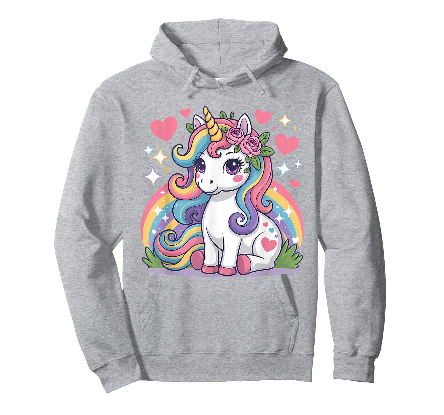 Super Cute Unicorn with Rainbow and Stars Unicorn T-Shirt