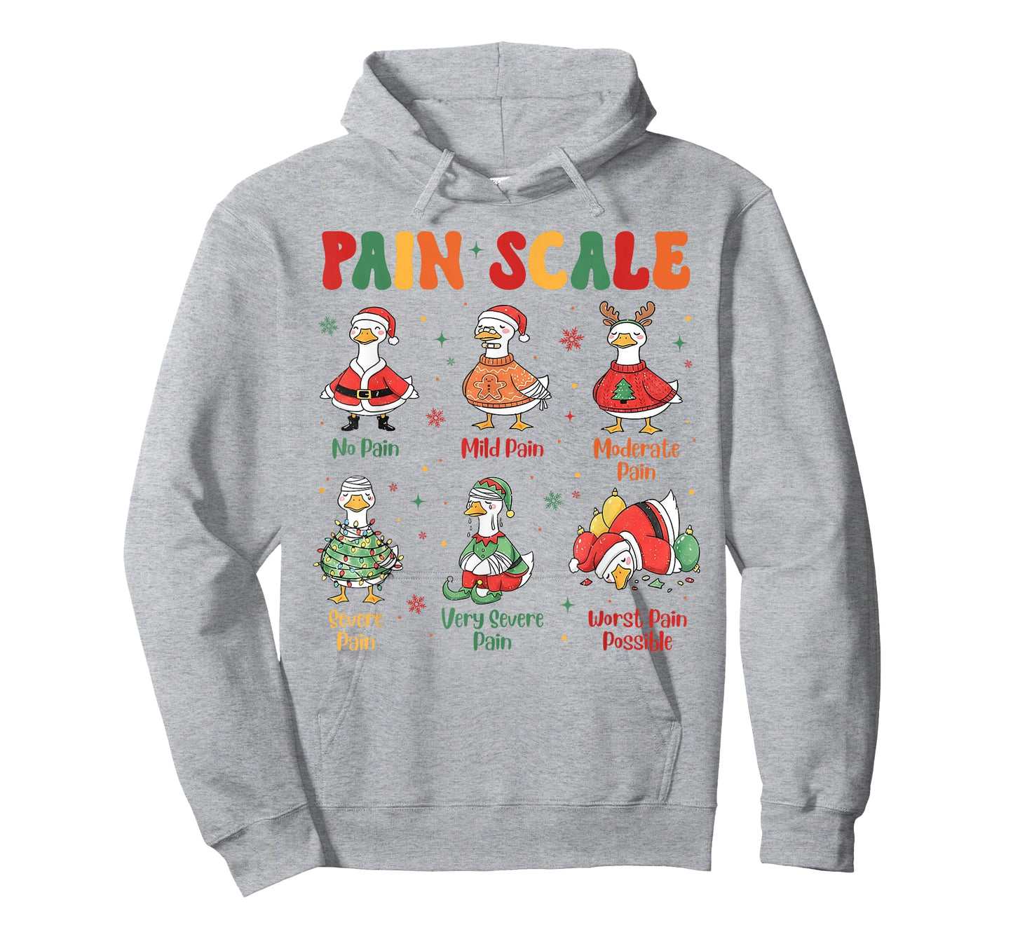 Pain Scale Funny Xmas Silly Goose Pain Scale Christmas Nurse T-Shirt