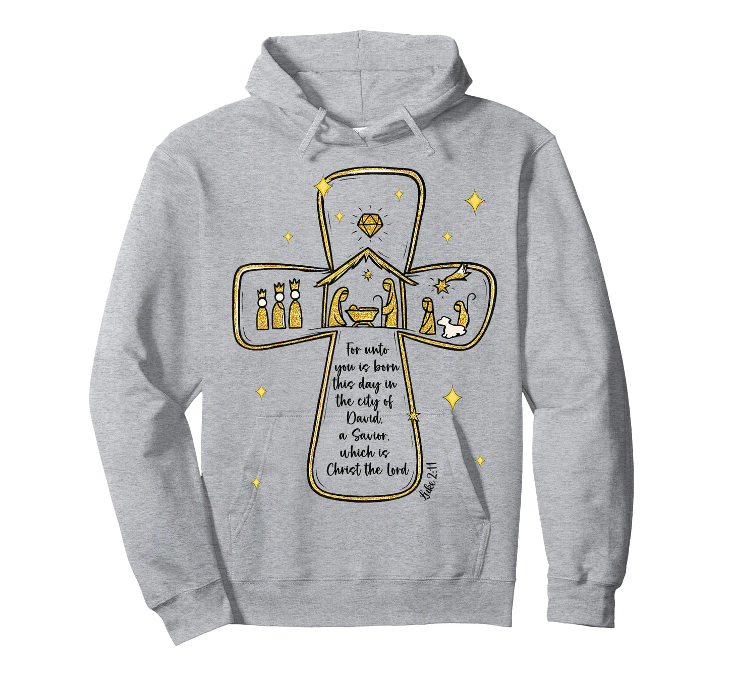 Nativity Scene Cross Gold Christian Christmas The Lord T-Shirt