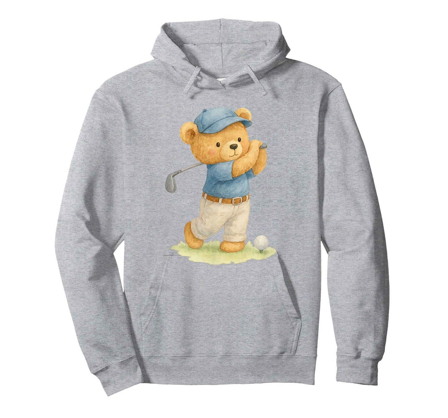 Watercolor Teddy Bear Playing Golf in Blue Outfit T-Shirt