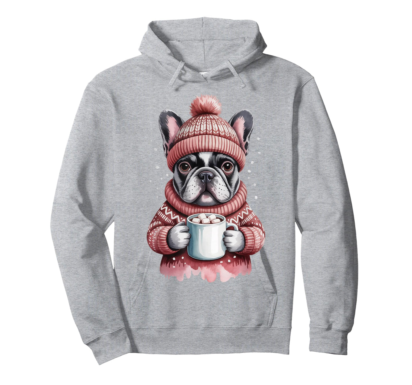 Cozy French Bulldog with Hot Cocoa Holiday Winter Sweater T-Shirt