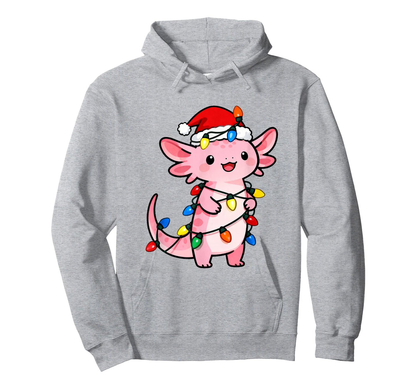 Axolotl Christmas Lights Santa Hat Xmas Holiday Girls Kids T-Shirt