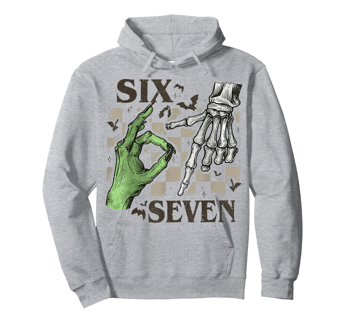 Six Seven Skeleton Hand Sign Meme Halloween Women Men Kids T-Shirt