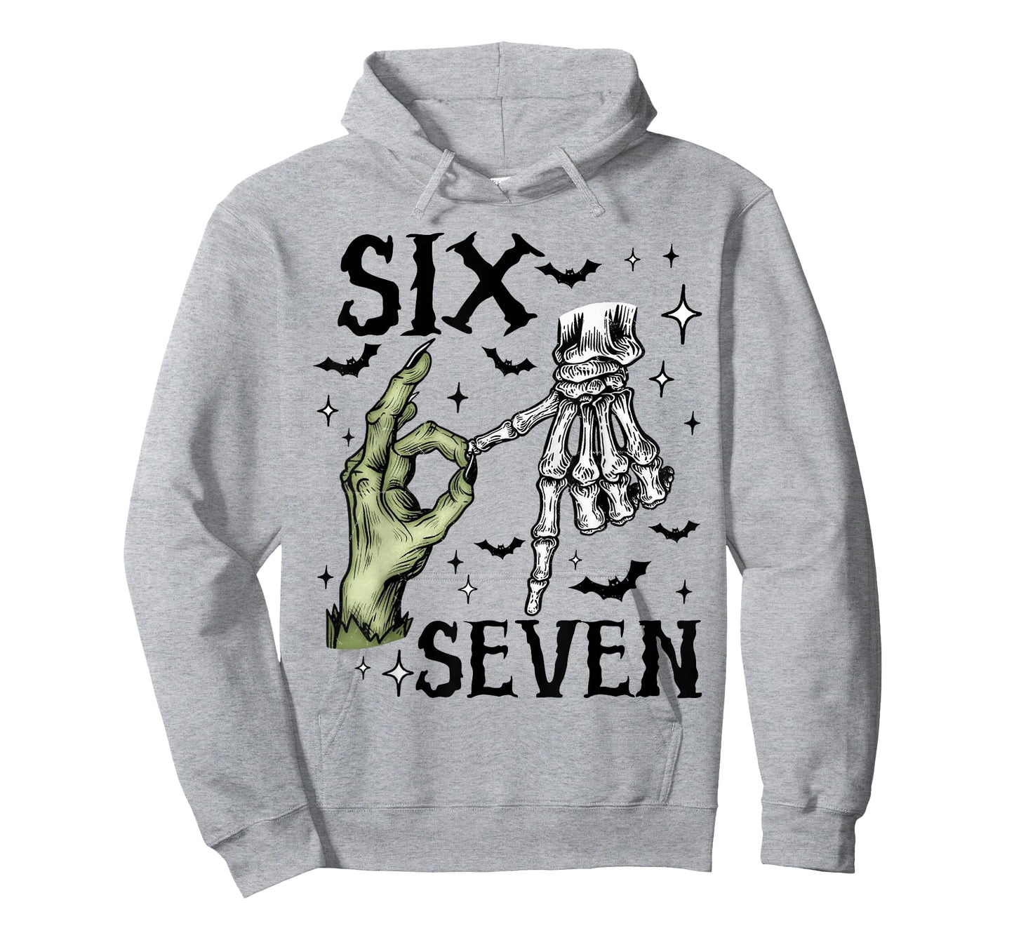 Six Seven 6 7 Meme Saying 6 7 Halloween Skeleton Hands Sign T-Shirt
