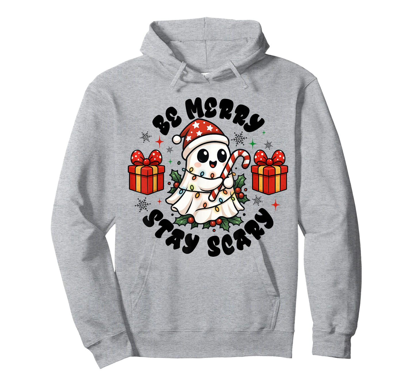 Be Merry Stay Scary Cute Ghost Christmas Holiday Pajama T-Shirt