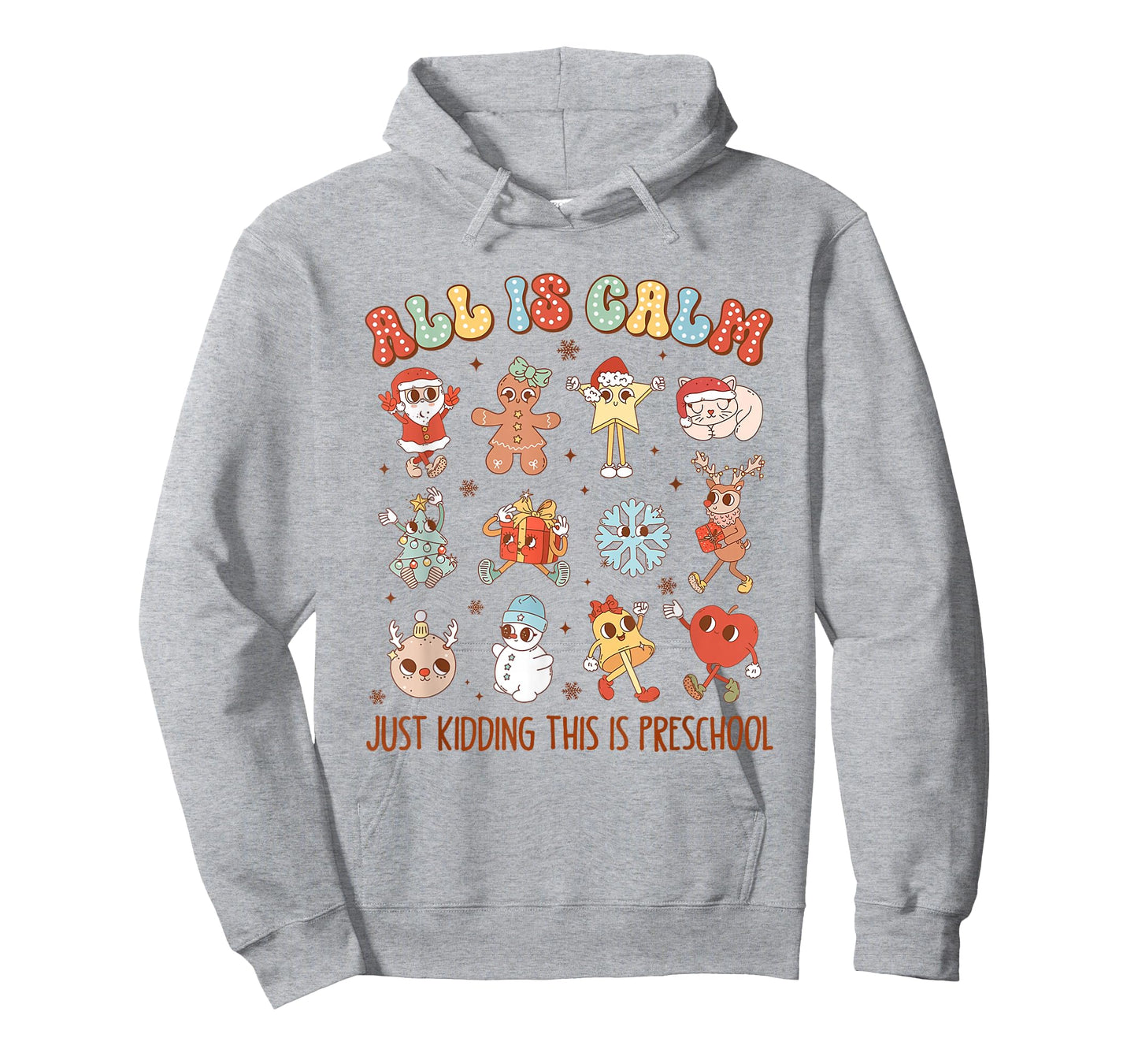 Retro All is Calm Pre-K Holiday Preschool Teacher Christmas T-Shirt