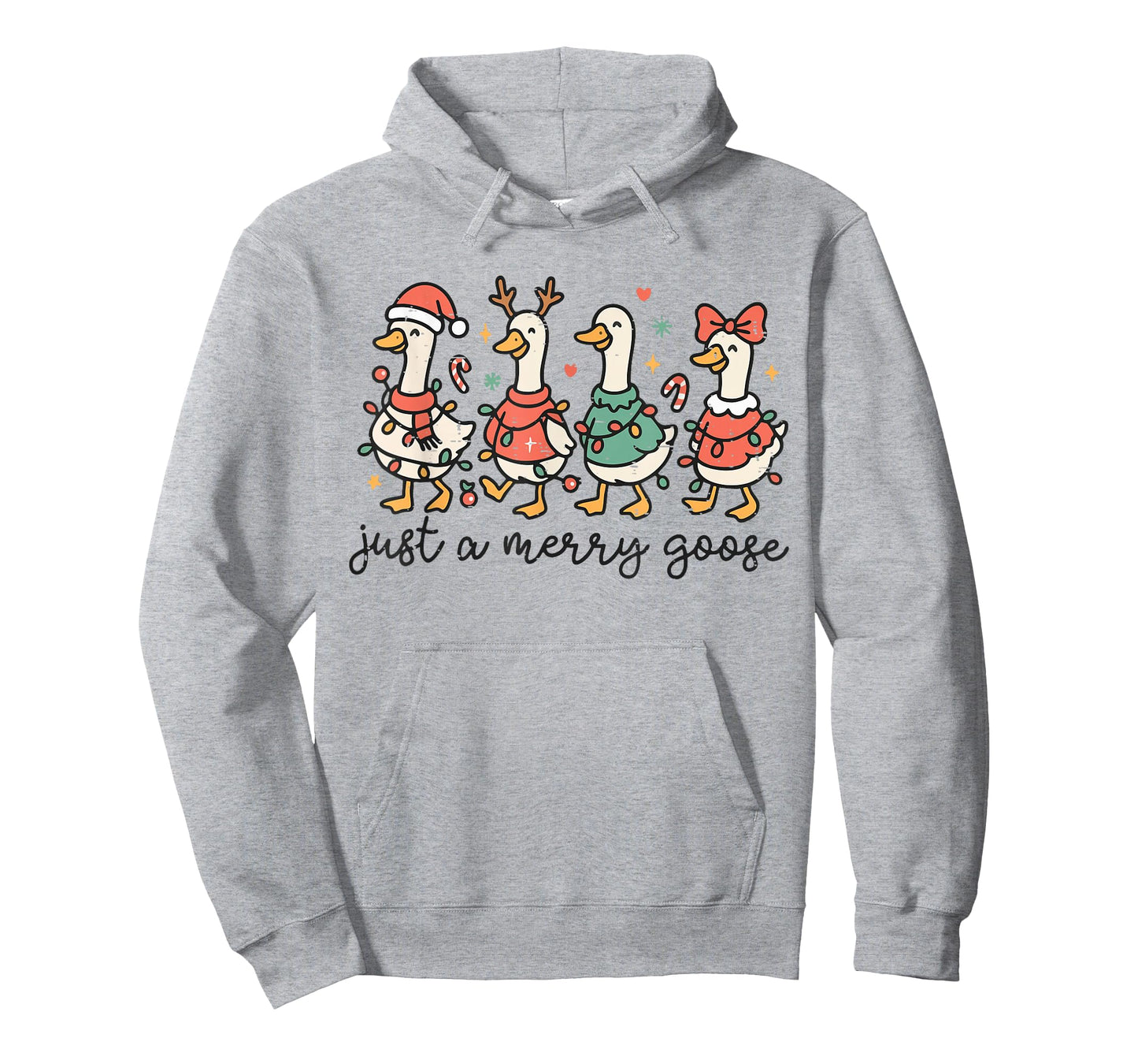 Retro Funny Just A Merry Goose Christmas Lights Cute Xmas T-Shirt