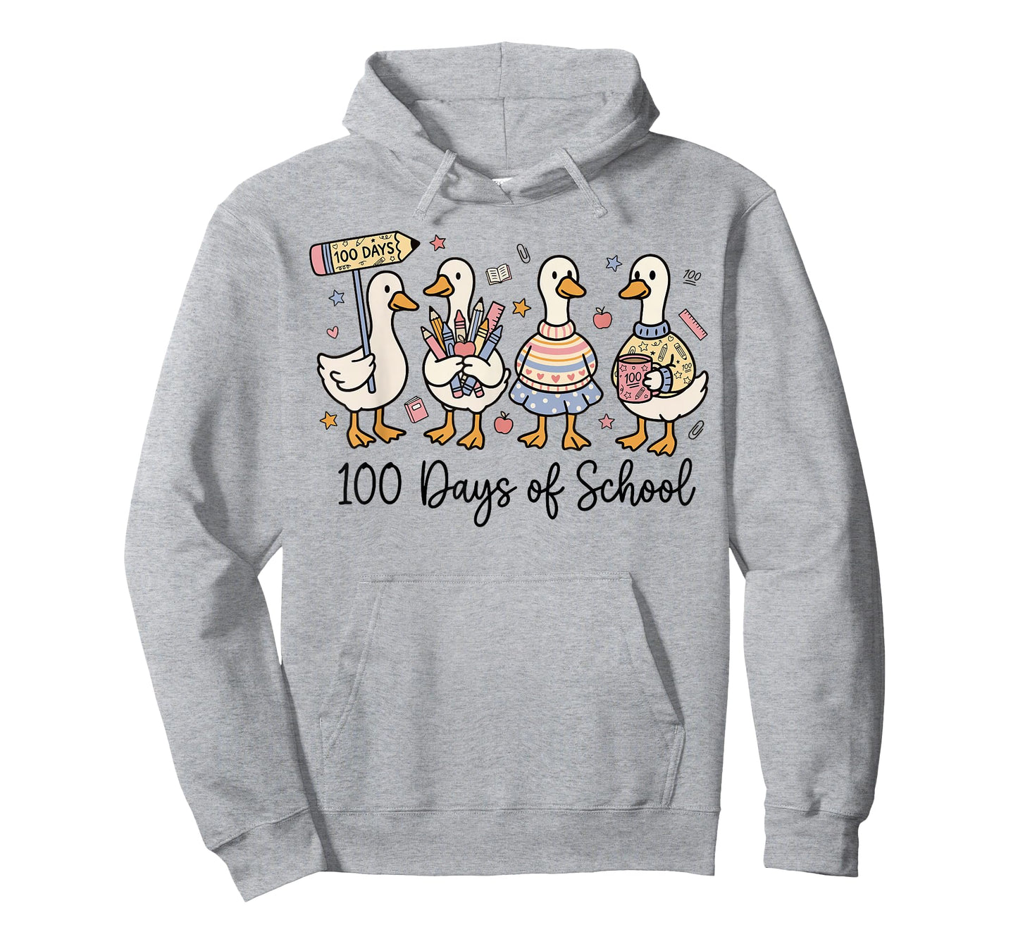 100 Days of School Ducks Cute Goose Teacher 100th Day Kids T-Shirt