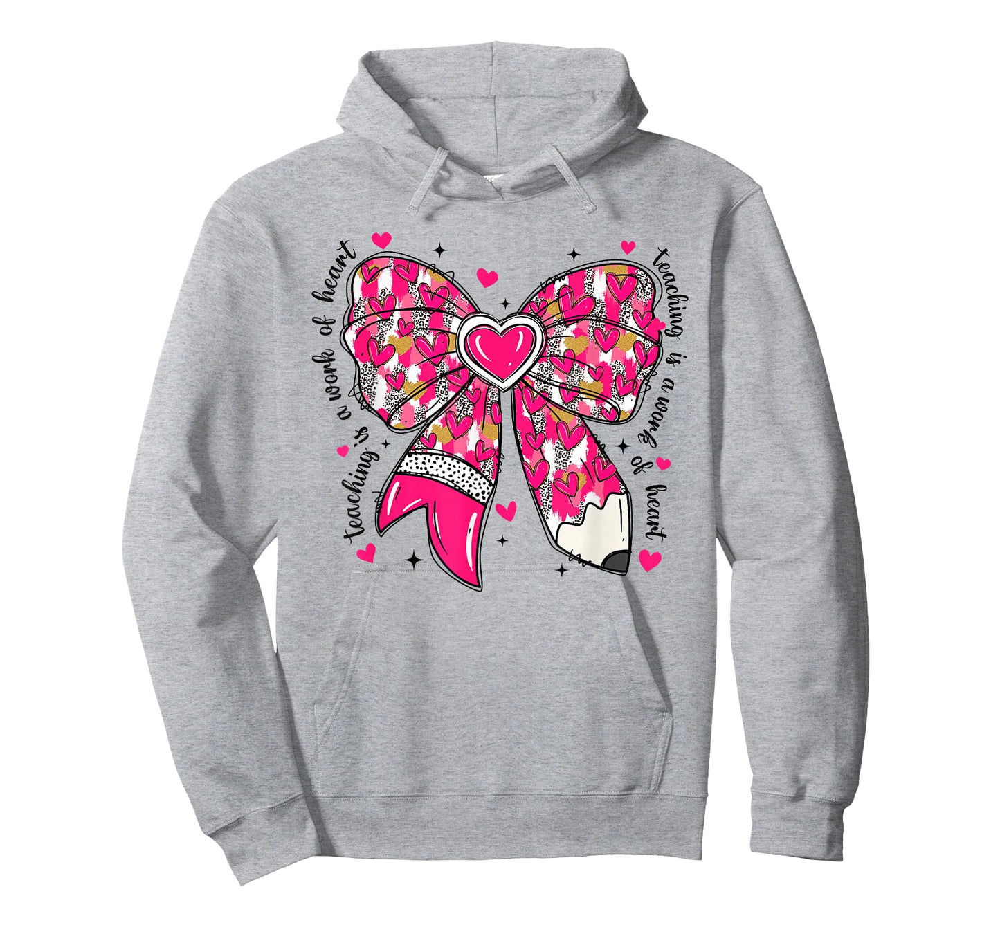 Teaching is A Work of Heart Pencil Bow Teacher Valentine T-Shirt