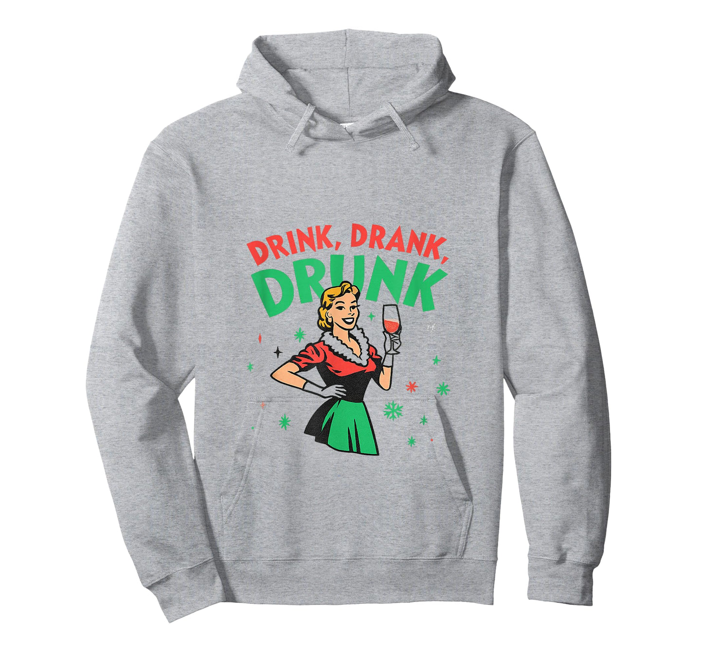 Funny Drink Drank Drunk Retro Christmas Wine T-Shirt