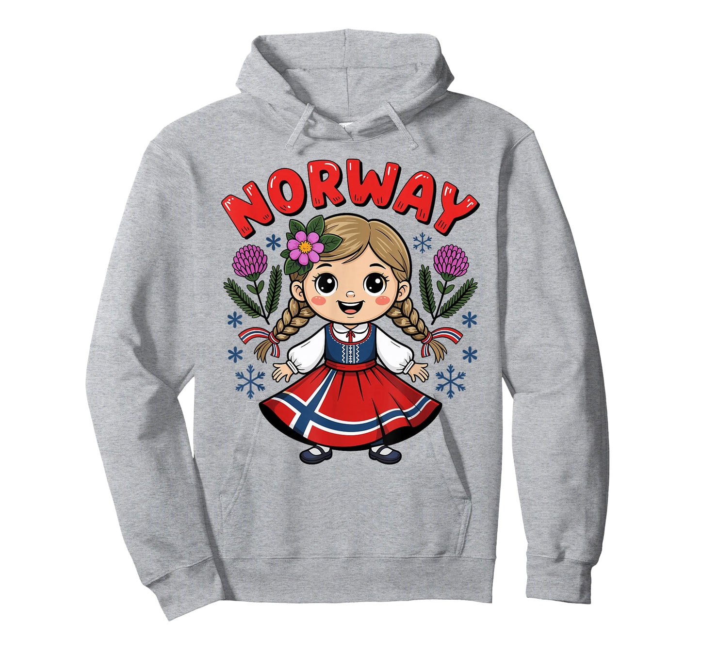 Cute Norwegian Girl with Flag Dress and Flowers for Kids T-Shirt