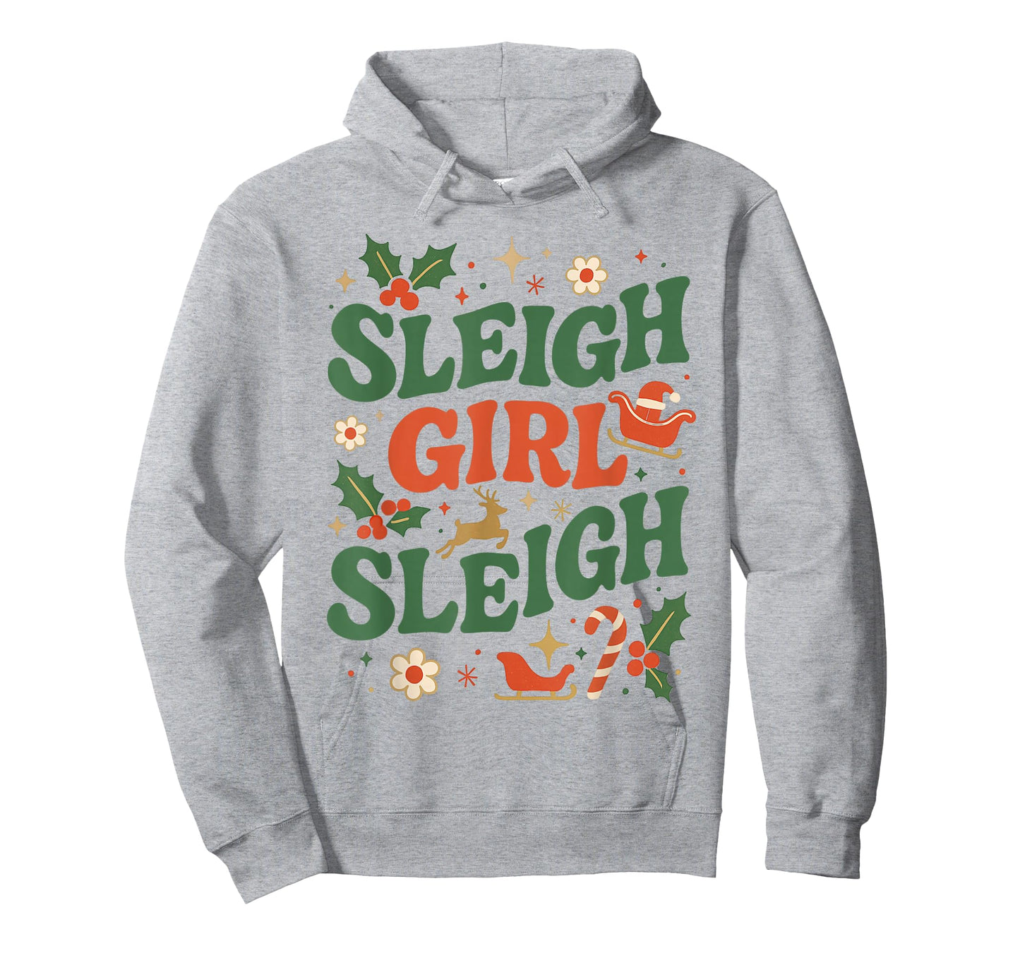 Funny Sleigh Girl Sleigh Vintage 70s Christmas Graphic T-Shirt
