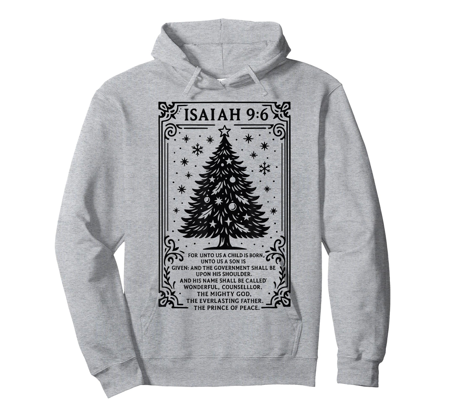 Christmas Christian Tree to Us A Child is Born Isaiah 9 6 T-Shirt