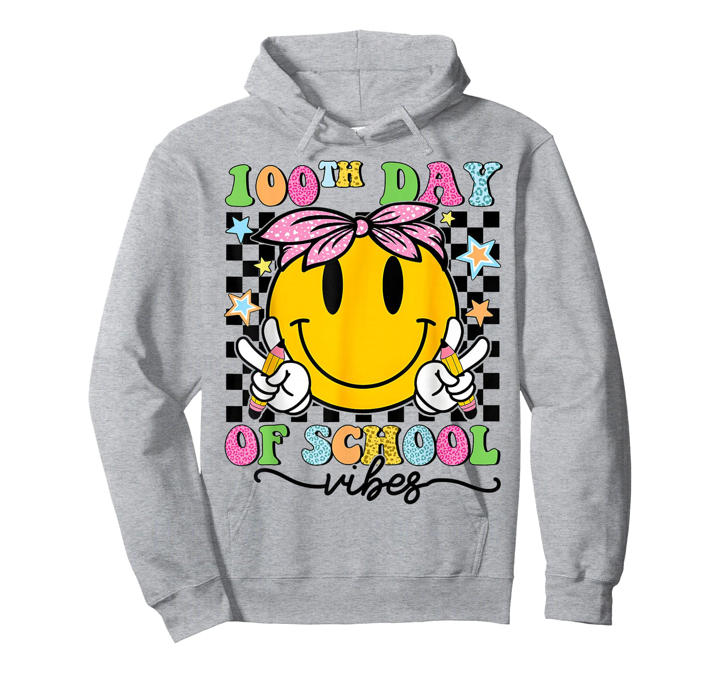 Groovy Face 100 Days of School Vibes 100th Day Bandana Girl T-Shirt