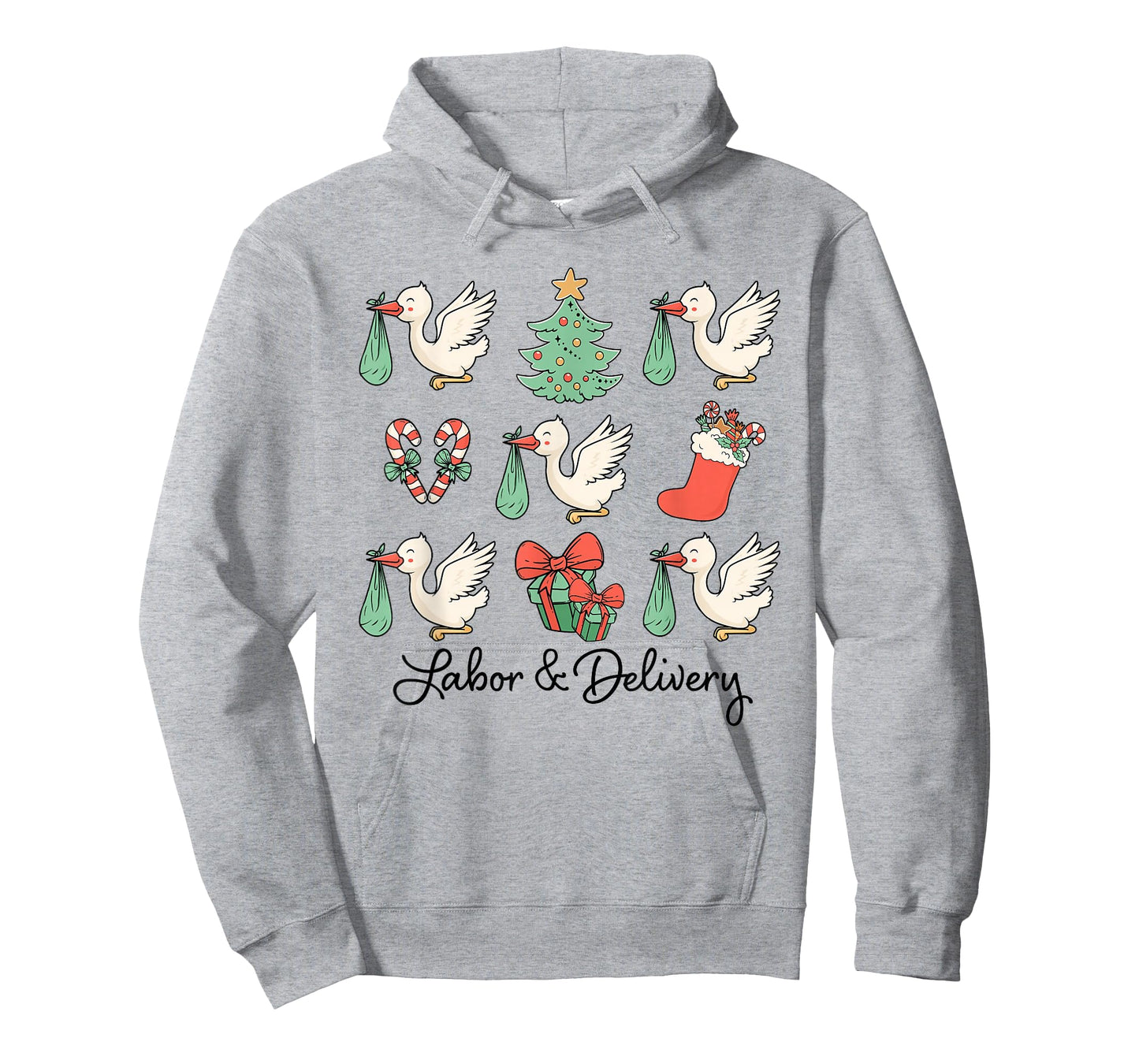 Labor and Delivery Christmas Women Nurse Stork Squad T-Shirt