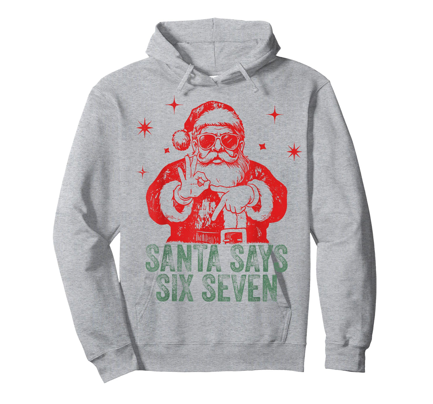 Christmas Santa Says Six Seven Hands Sign Funny 6 7 Meme T-Shirt