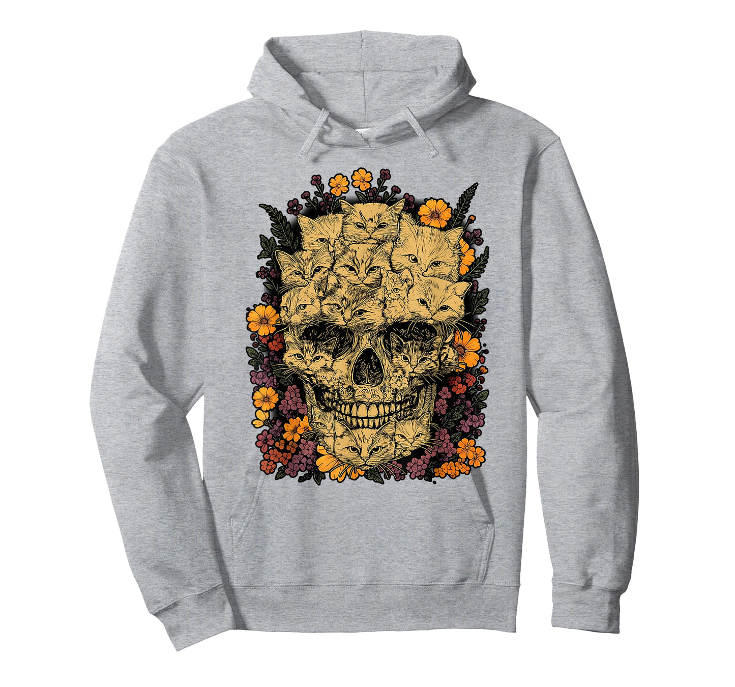 A Skull But It's Cats Kitty Skeleton Halloween Cat Skull T-Shirt