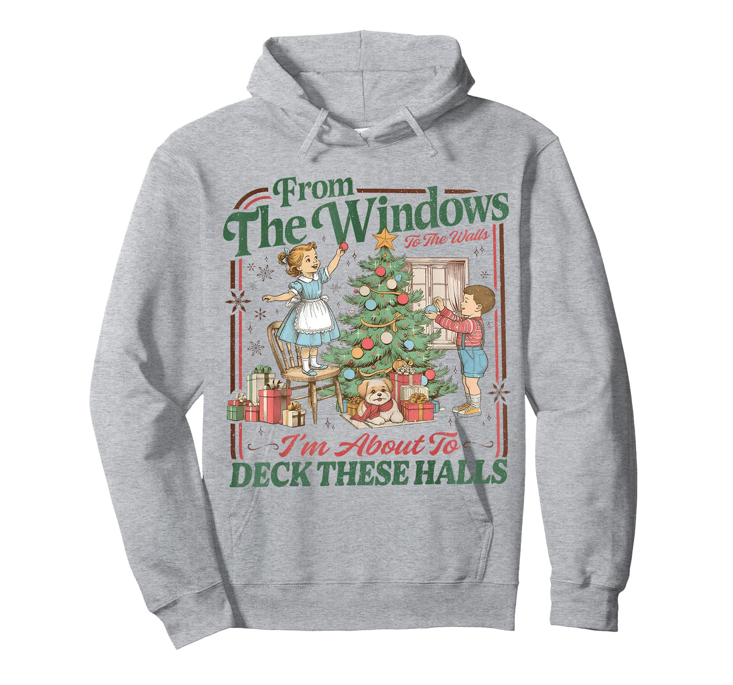 Retro Christmas Holiday from The Windows Funny to The Walls T-Shirt