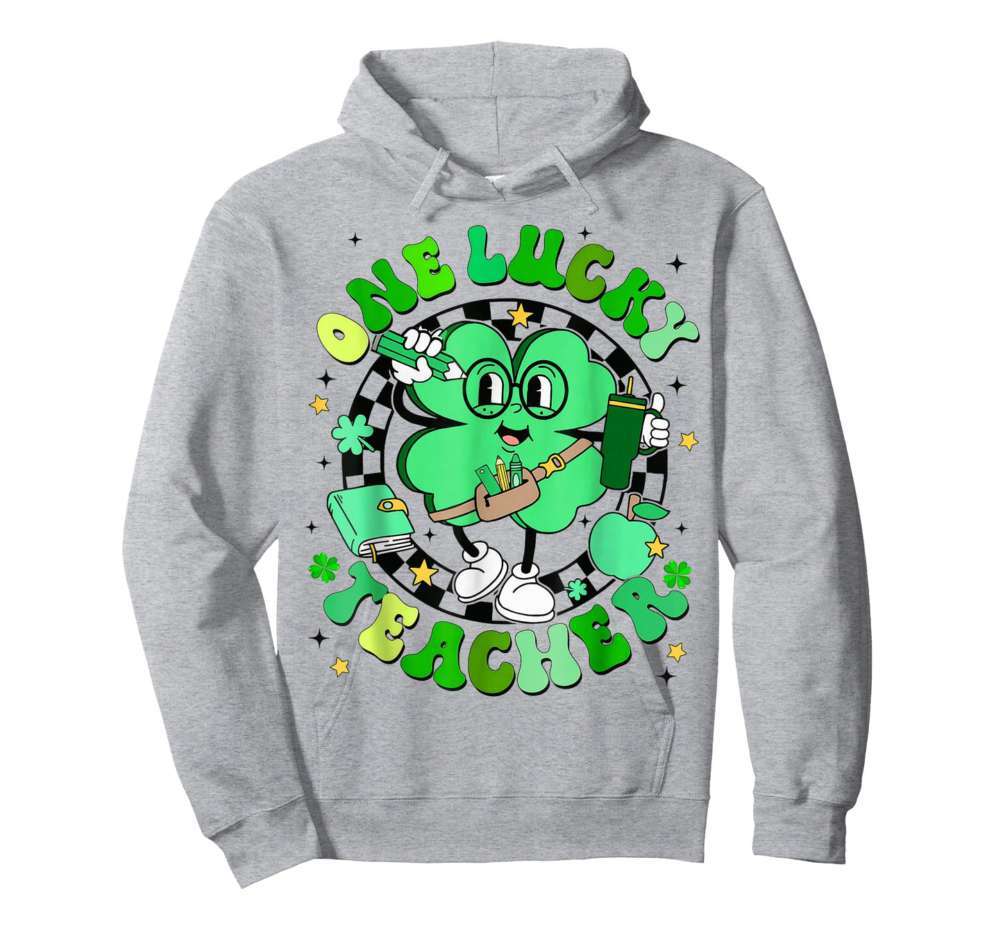 Groovy Shamrock One Lucky Teacher St Patricks Day T-Shirt