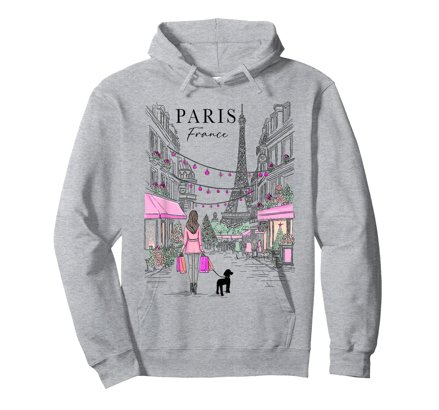 Christmas in Paris France Eiffel Tower French Girl Souvenir T-Shirt