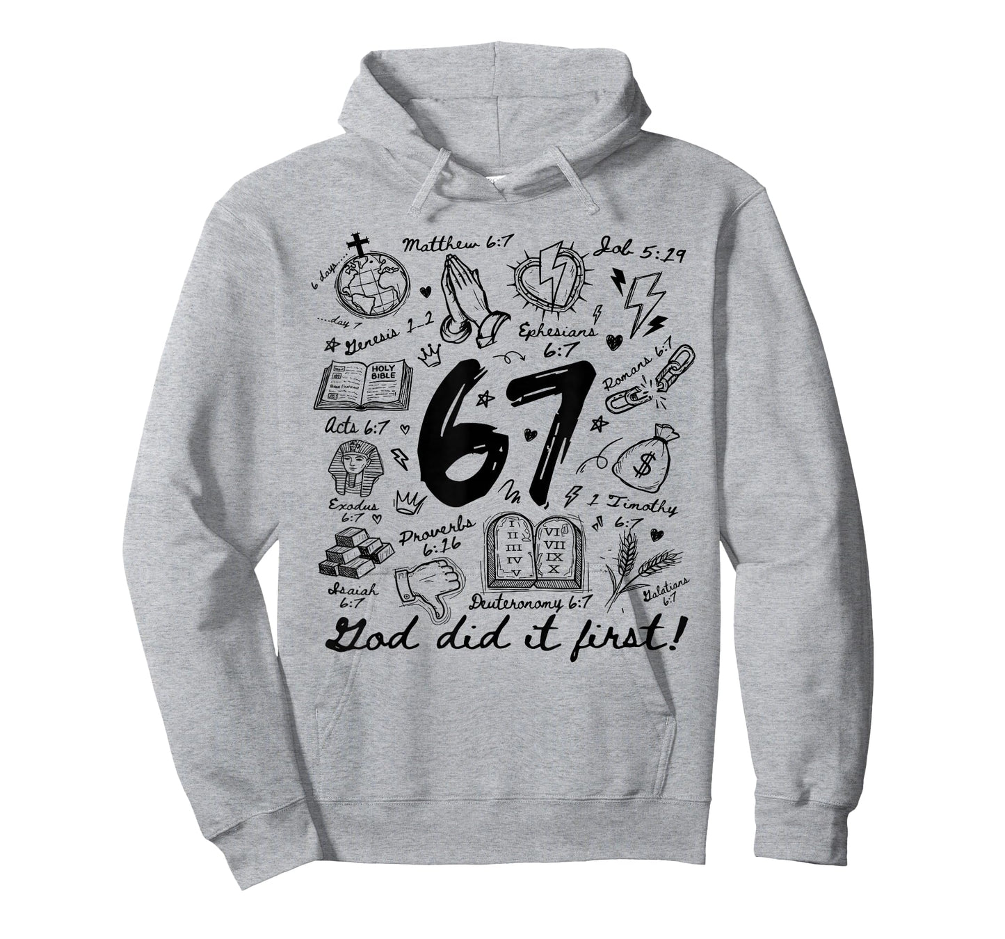 Vintage God Did It First 67 Six Seven Meme Christian Bible T-Shirt