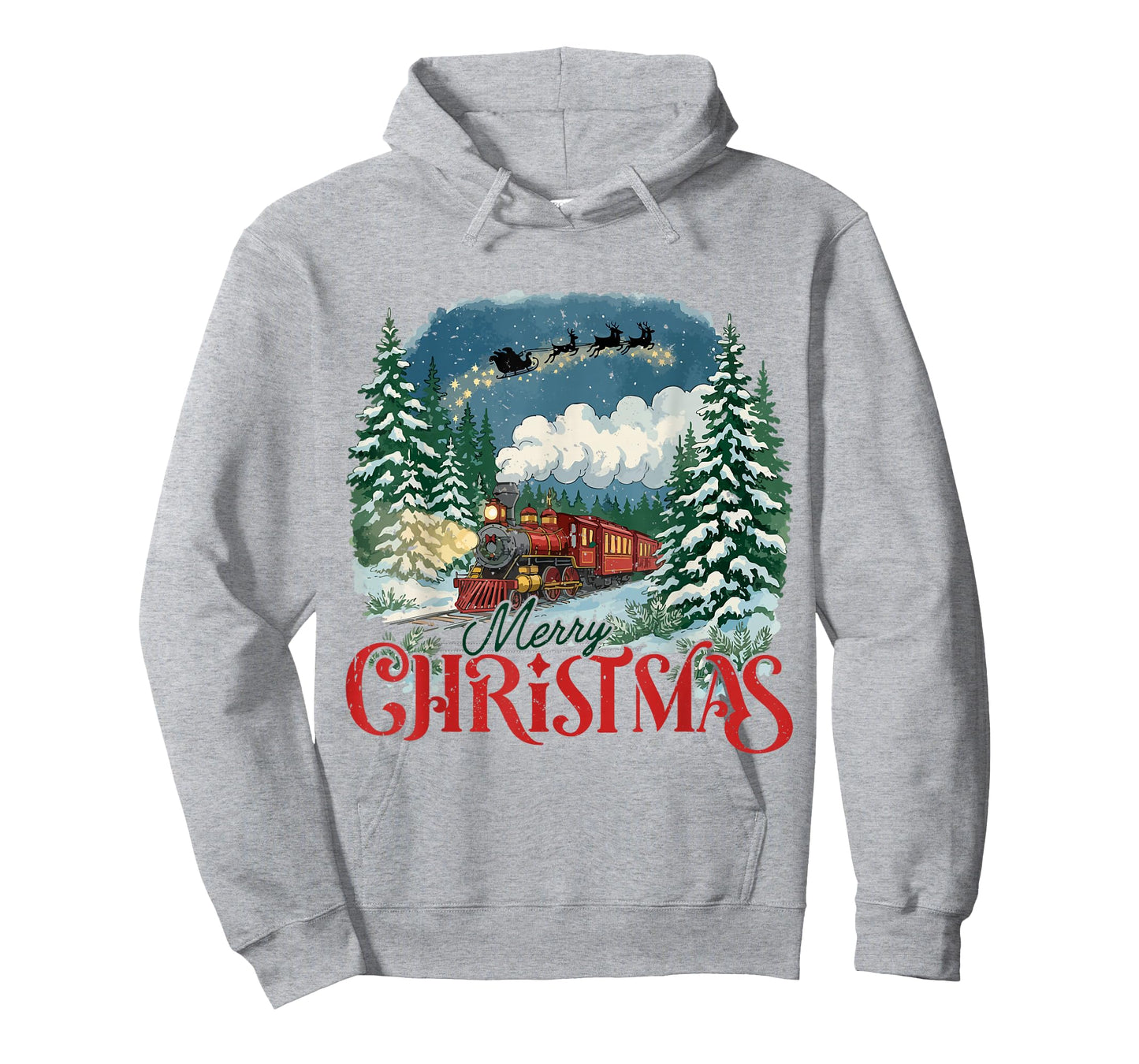 Merry Christmas Train to North Pole Xmas Santa’s Sleigh T-Shirt