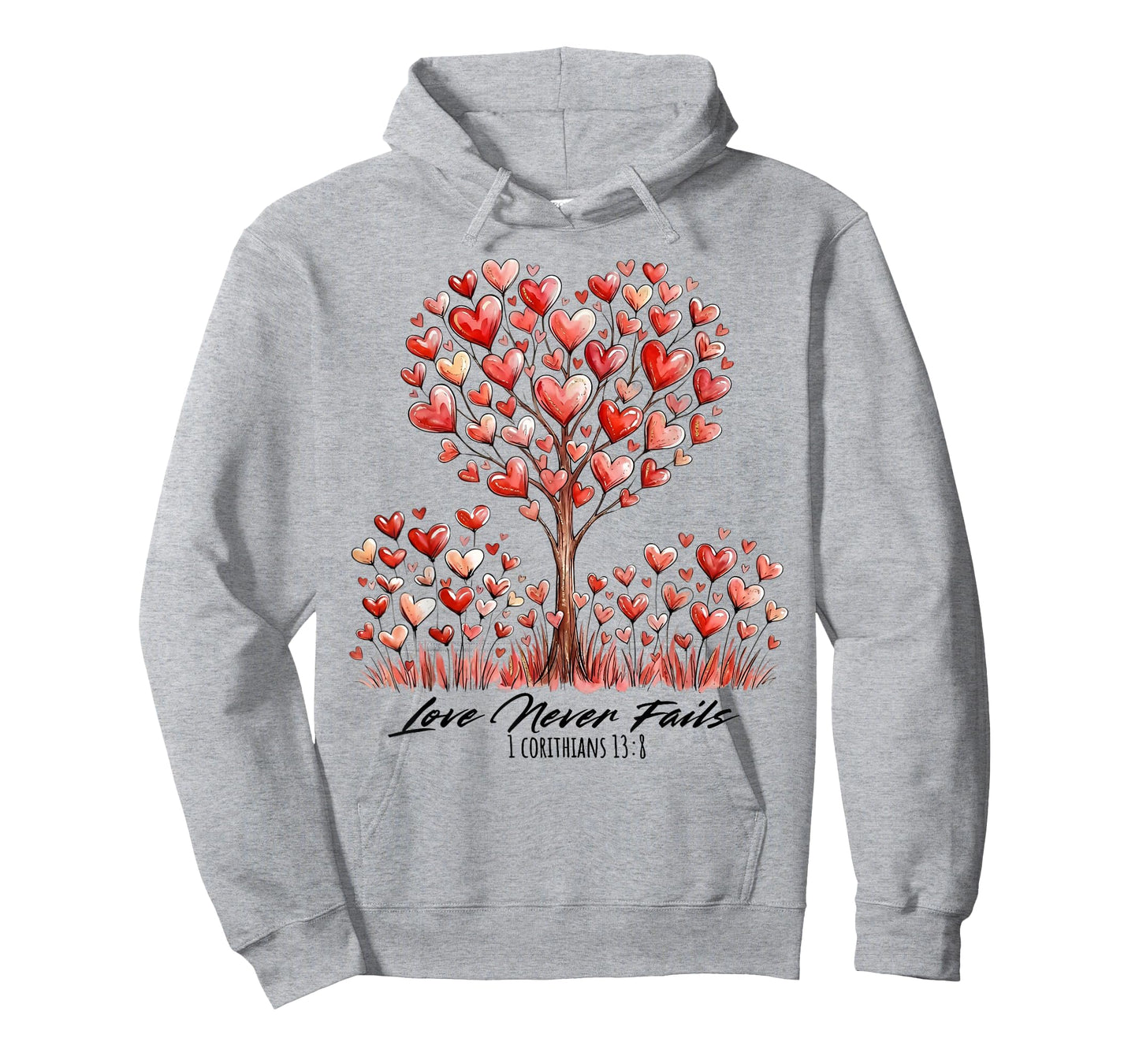 Love Never Fails 1 Corinthians 13:8 Heart Tree T-Shirt