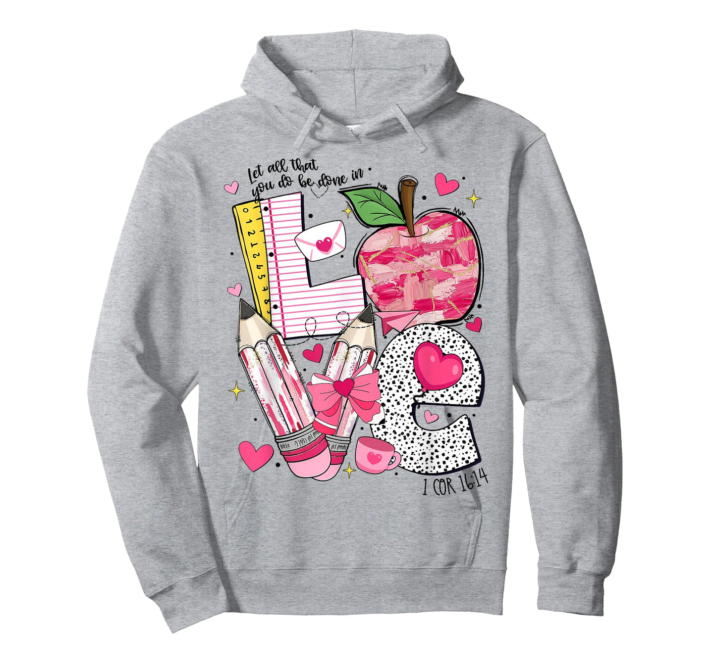 Valentine Let All That You Do Be Done in Love Heart Bow T-Shirt