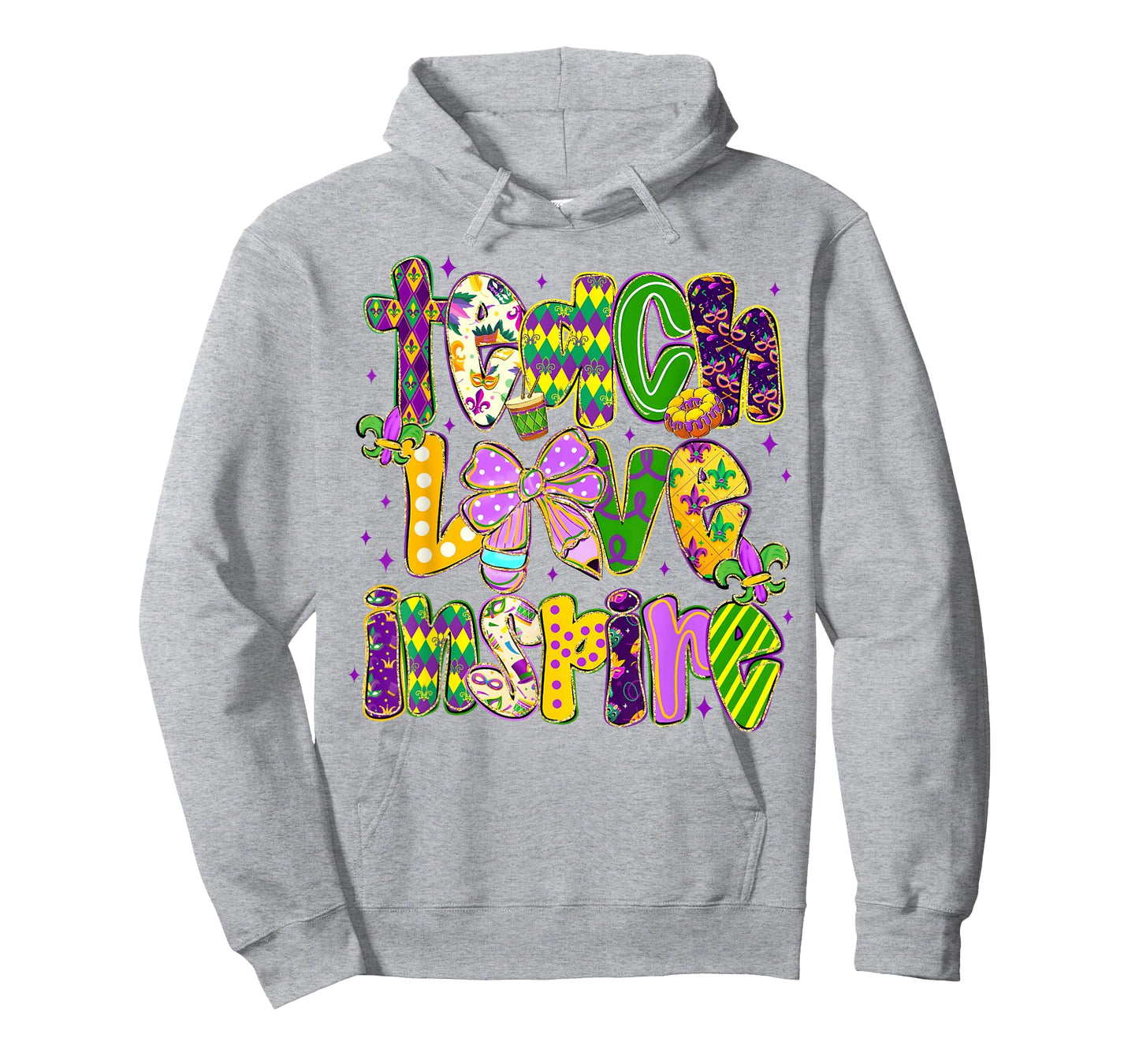 Mardi Gras Teach Love Inspire Teacher Girl Women T-Shirt